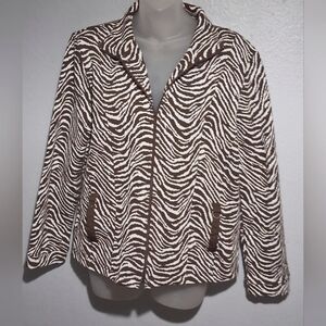 RAFAEL Elegant Brown and White Zebra Print Suit Jacket